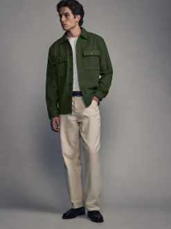 Next Twin Pocket Shacket Overshirt with Wool Green Clearance