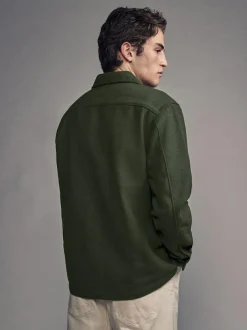 Next Twin Pocket Shacket Overshirt with Wool Green Clearance