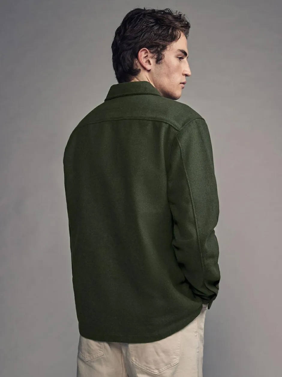Next Twin Pocket Shacket Overshirt with Wool Green Clearance