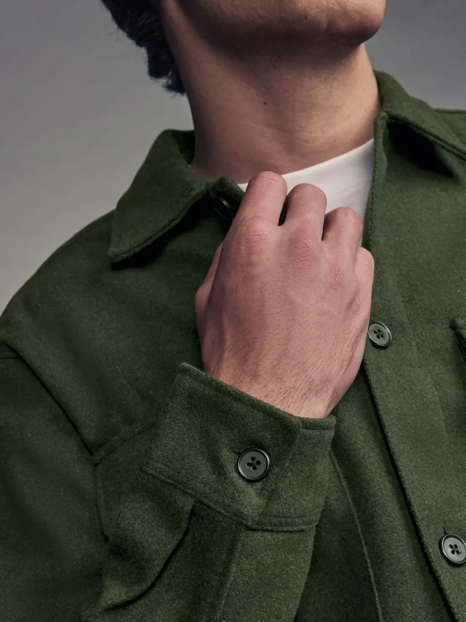 Next Twin Pocket Shacket Overshirt with Wool Green Clearance