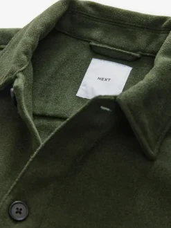 Next Twin Pocket Shacket Overshirt with Wool Green Clearance