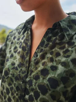 Next Green/Black Beach Cover-Up Shirt Hot