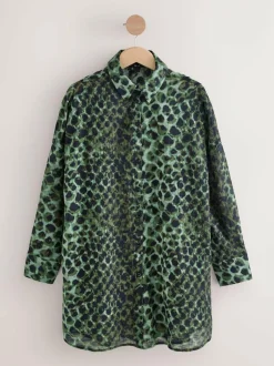 Next Green/Black Beach Cover-Up Shirt Hot
