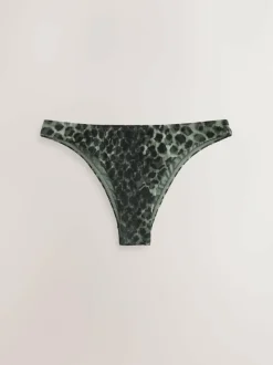 Next Green/Black Leopard Print Brazilian High Leg Bikini Bottoms