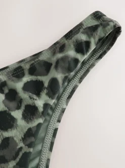 Next Green/Black Leopard Print Brazilian High Leg Bikini Bottoms