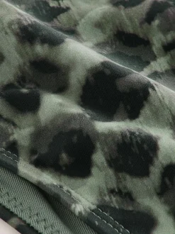 Next Green/Black Leopard Print Brazilian High Leg Bikini Bottoms