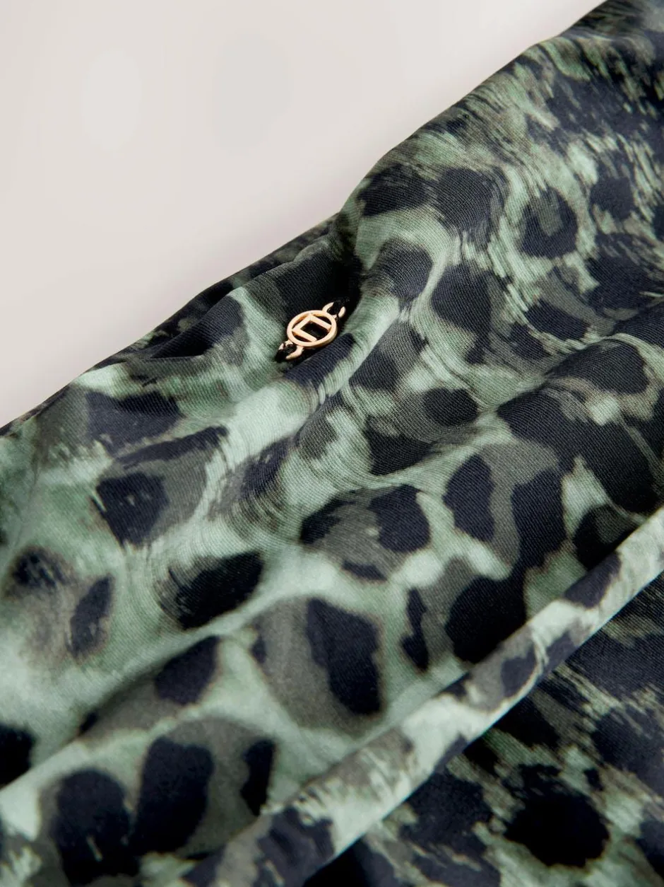 Next Green/Black Leopard Print Roll Top Bikini Bottoms Clearance