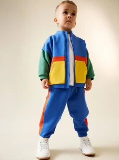 Next Funnel Neck Zip Sweat and Joggers Set (3mths-7yrs) Green/Blue Colourblock Discount
