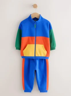 Next Funnel Neck Zip Sweat and Joggers Set (3mths-7yrs) Green/Blue Colourblock Discount