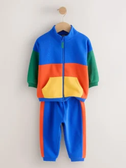 Next Funnel Neck Zip Sweat and Joggers Set (3mths-7yrs) Green/Blue Colourblock Discount