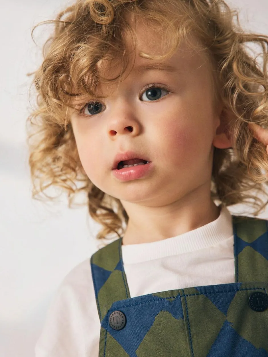 Next Dungarees (3mths-7yrs) Green/Blue Harlequin Online