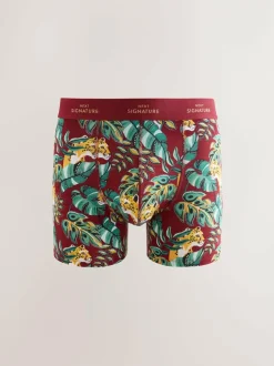 Next Signature Cotton Rich Boxers 4 Pack Green/Blue Leaf Animal Print Best