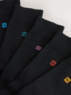 Next 5 Pack Embroidered Lasting Fresh Socks Green/Blue/Red Logo Best
