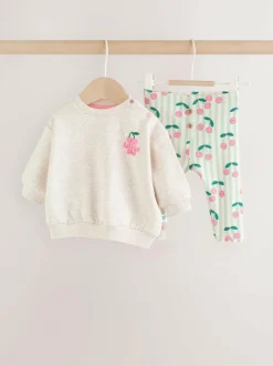 Next Baby Sweatshirt and Leggings 2 Piece Set (0mths-2yrs) Green/Ecru Outlet