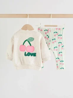 Next Baby Sweatshirt and Leggings 2 Piece Set (0mths-2yrs) Green/Ecru Outlet