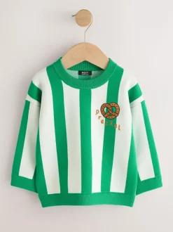 Next Green/Ecru Pretzel Knitted Crew Neck Jumper (3mths-7yrs) Online