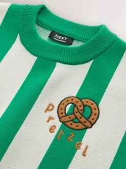 Next Green/Ecru Pretzel Knitted Crew Neck Jumper (3mths-7yrs) Online