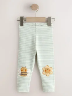 Next Green/Ecru Stripe Bee Embellished Leggings (3mths-7yrs) Discount