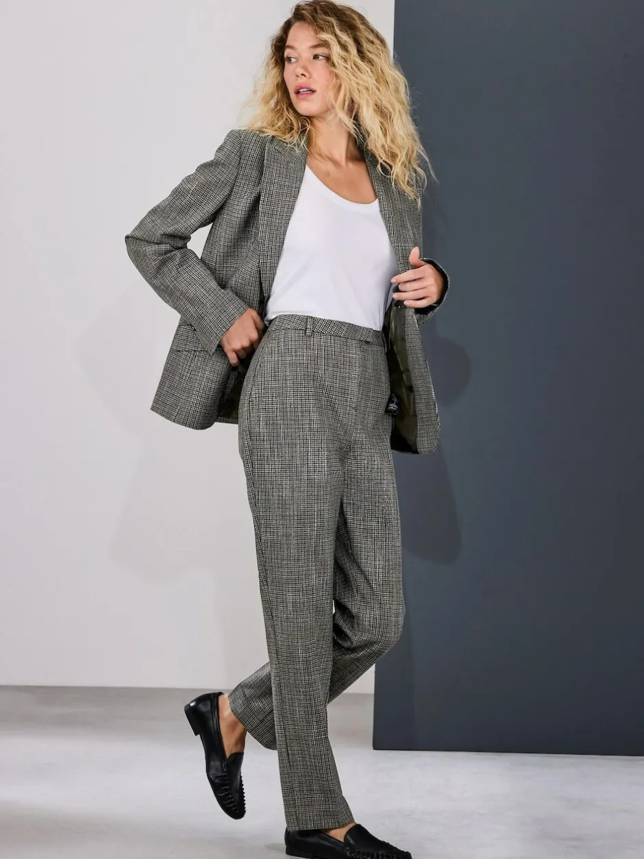 Next Green/Grey Check Slim Trousers