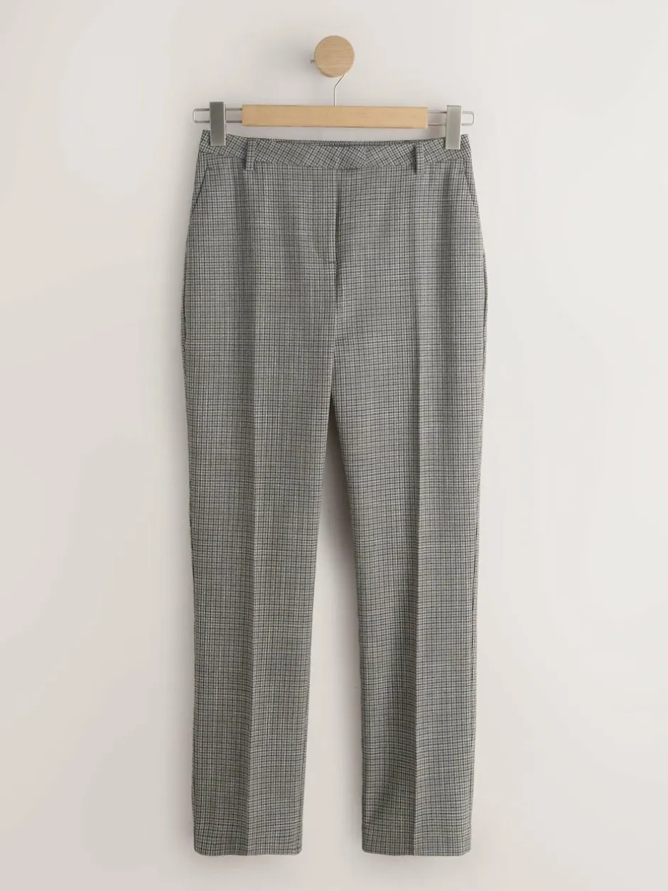 Next Green/Grey Check Slim Trousers