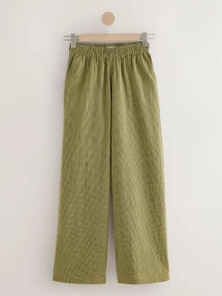 Next Gingham Wide Leg Trousers Green/Navy Blue Best