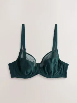 Next DD+ Non Pad Full Cup Bras 3 Pack with Side Support Green/Navy/Navy Print Clearance