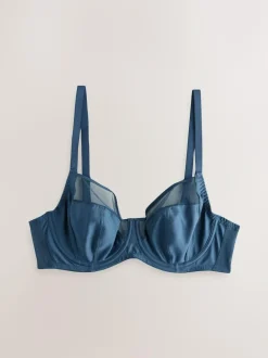 Next DD+ Non Pad Full Cup Bras 3 Pack with Side Support Green/Navy/Navy Print Clearance
