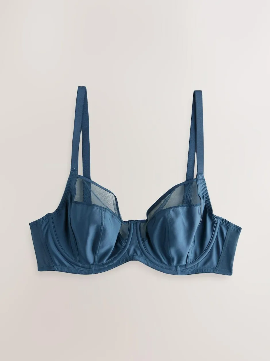 Next DD+ Non Pad Full Cup Bras 3 Pack with Side Support Green/Navy/Navy Print Clearance