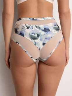 Next Mesh Trim High Waist High Leg Knickers 3 Pack Green/Navy/Navy Print Discount