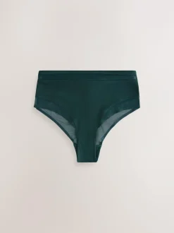 Next Mesh Trim High Waist High Leg Knickers 3 Pack Green/Navy/Navy Print Discount