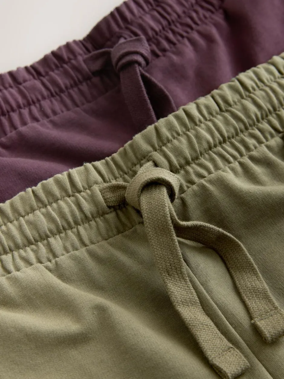 Next Loopback Soft Touch 2 Pack Jogger Shorts Green/Purple Hot