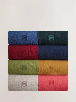 Next 8 Pack Embroidered Lasting Fresh Socks Green/Red/Blue Discount