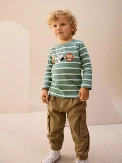 Next Green/White Stripe Safari Long Sleeve Appliqué T-Shirt (3mths-7yrs) Hot