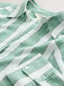 Next Green/White Summer Shirt With Linen Discount