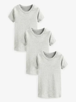 Next 100% Cotton Short Sleeve Vests 3 Pack (1.5-16yrs) Grey Clearance