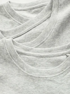 Next 100% Cotton Short Sleeve Vests 3 Pack (1.5-16yrs) Grey Clearance