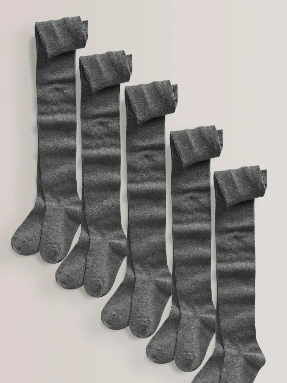 Next 5 Pack Cotton Rich School Tights Grey Discount