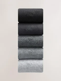 Next 5 Pack Embroidered Lasting Fresh Socks Grey Sale