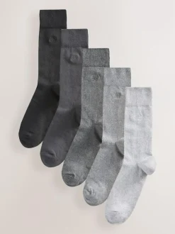 Next 5 Pack Embroidered Lasting Fresh Socks Grey Sale