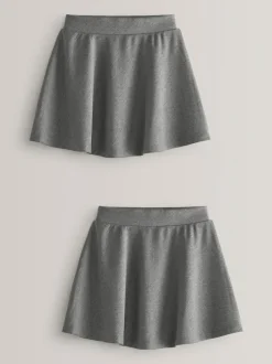 Next 2 Pack Pull-On Jersey Stretch School Skater Skirts (3-17yrs) Grey Outlet