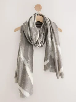 Next Grey Abstract Foil Lightweight Scarf Hot