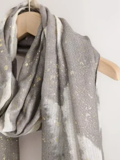 Next Grey Abstract Foil Lightweight Scarf Hot