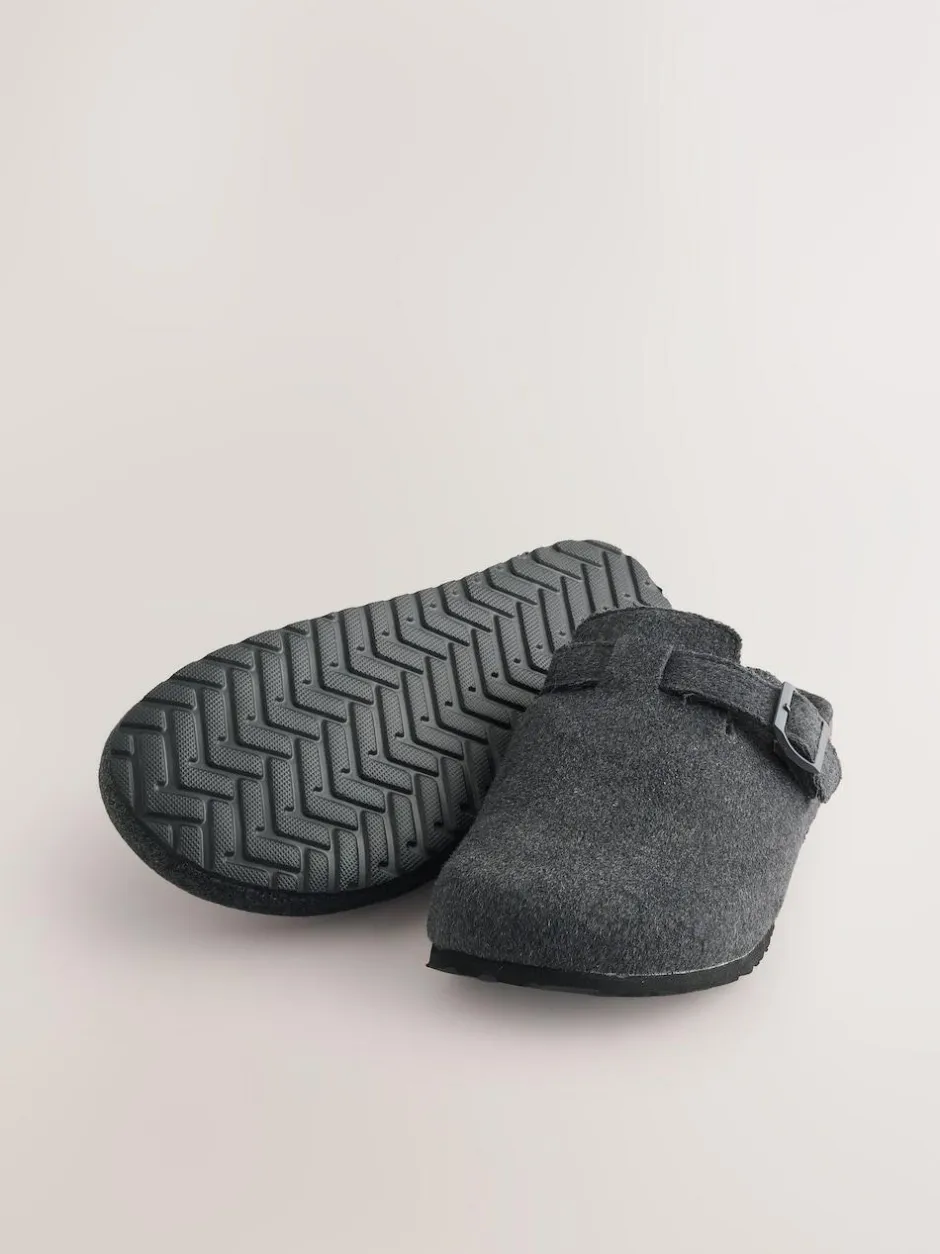Next Grey Buckle Mule Slippers Discount