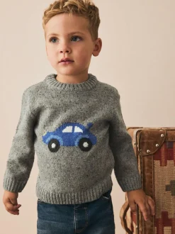Next Grey Car Knitted Jumper (3mths-7yrs) Sale