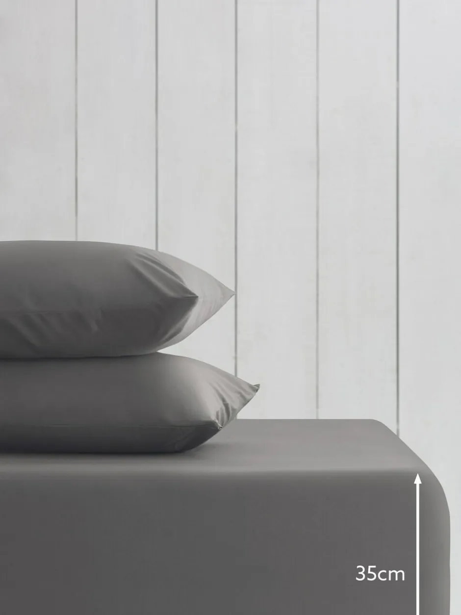 Next Grey Charcoal Cotton Rich Deep Fitted Bed Sheet Sale