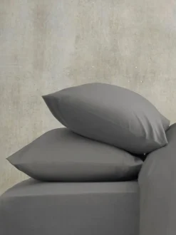 Next Grey Charcoal Cotton Rich Plain Duvet Cover and Pillowcase Set Best