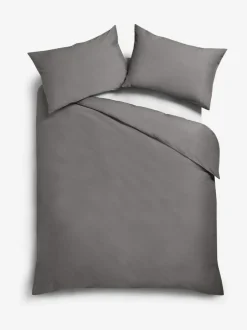 Next Grey Charcoal Cotton Rich Plain Duvet Cover and Pillowcase Set Best