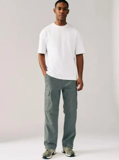 Next Relaxed Fit Cotton Stretch Cargo Trousers Grey Charcoal Sale