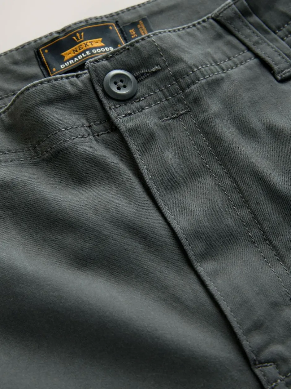Next Relaxed Fit Cotton Stretch Cargo Trousers Grey Charcoal Sale