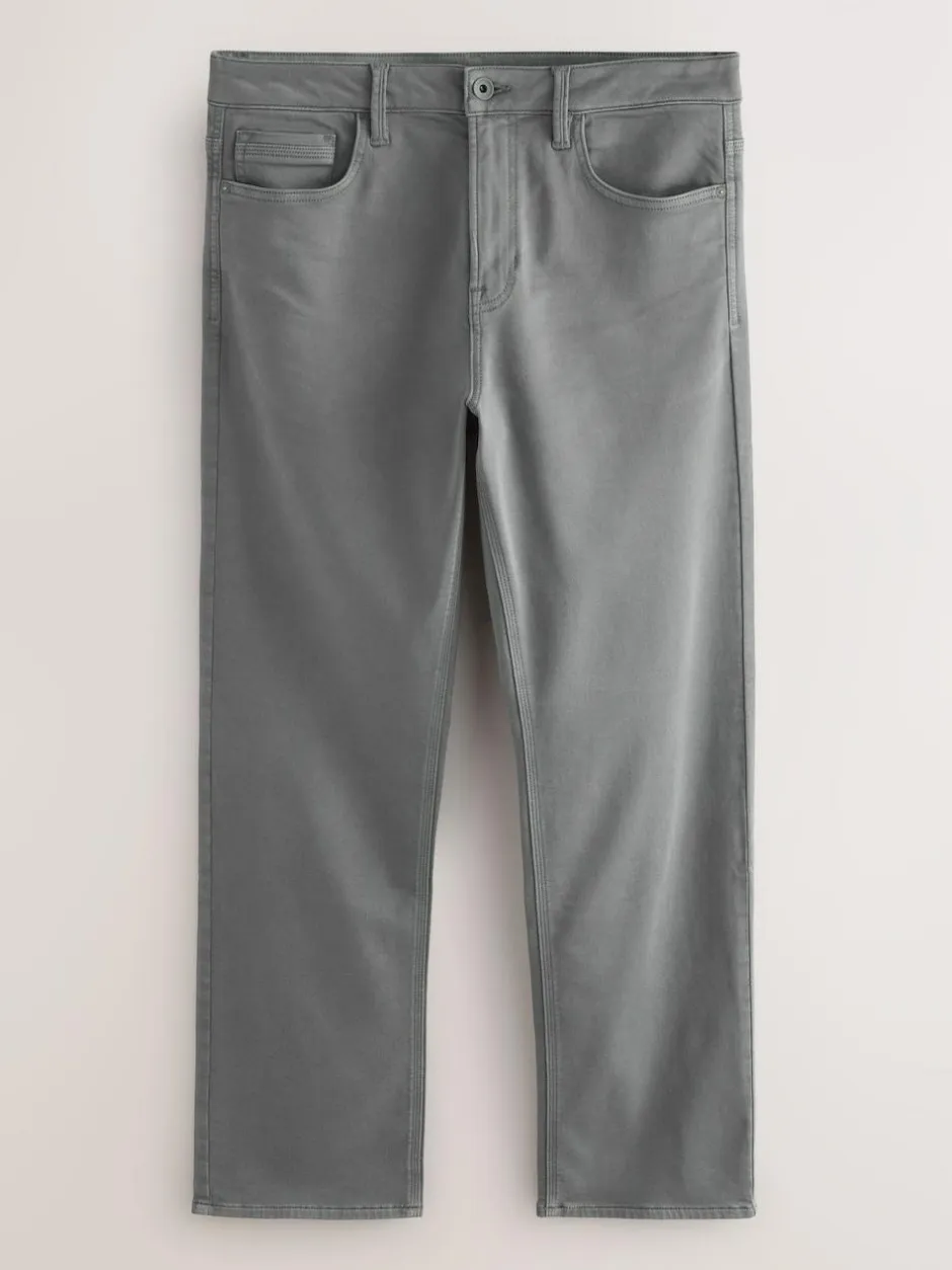 Next Straight Fit Comfort Stretch Jeans Grey Charcoal New